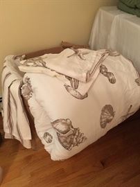 Queen size comforter, shams and dust ruffle