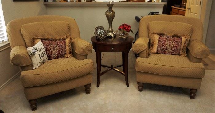 Pair of upholstered chairs by Massoud