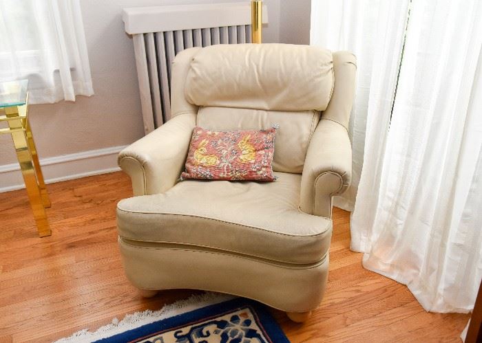 BUY IT NOW!  Lot # 112, Cream Upholstered Armchair, $50