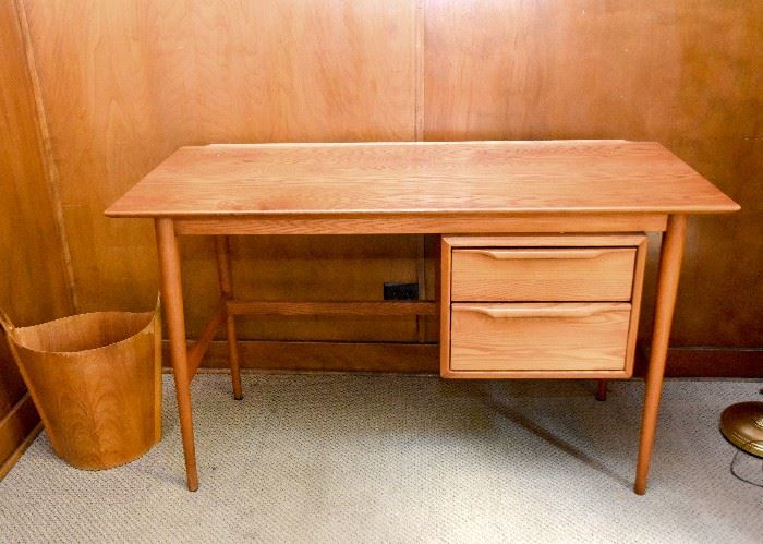 BUY IT NOW!  Lot # 114, Heywood Wakefield Mid Century Modern Desk & Chair, $350, (Approx. 50" L x 22" W x 29" H)