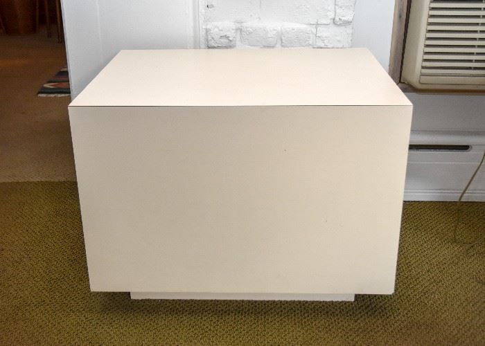BUY IT NOW!  Lot # 117, Modern Ivory / Off-White End Table, $100 (Approx. 28" L x 22" W x 21" H) 