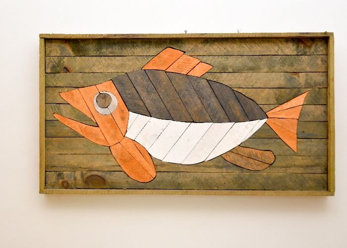 Fish-Themed Artwork / Wall Hanging (Pieced Wood)