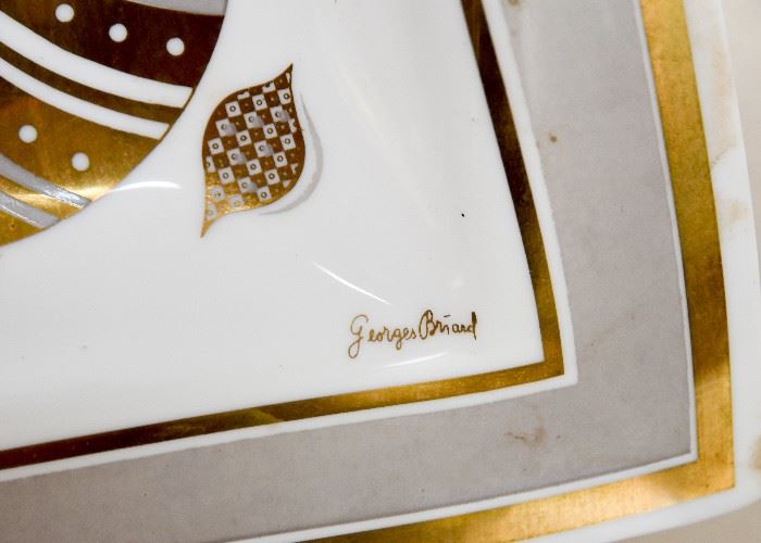 Georges Briard Gold Glass Serving Tray (1960's)