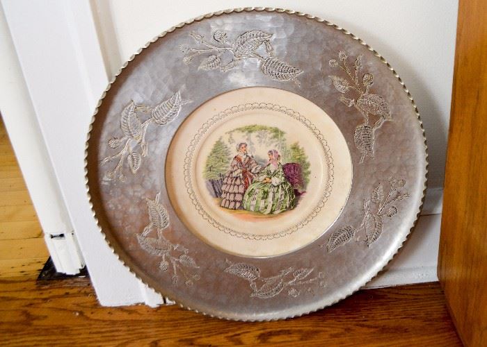 Vintage Porcelain & Aluminum Serving Platter (Farberware)
