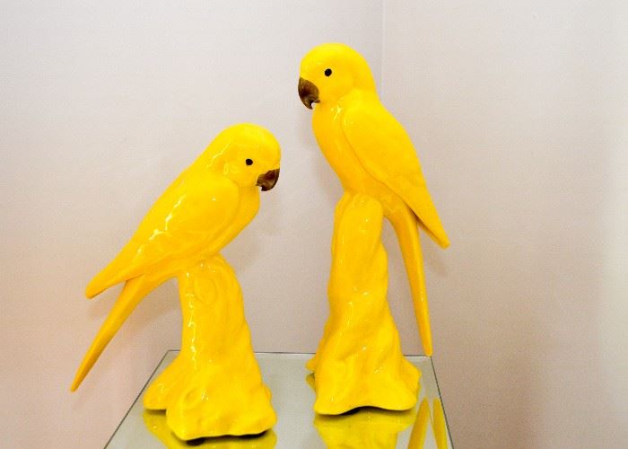 Yellow Parakeet Figurines