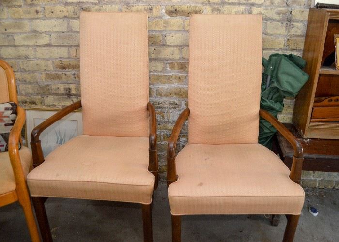 Pair of Upholstered Wood Arm Chairs (Captain's Chairs)