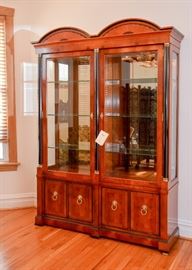BUY IT NOW!  Lot #105, Century Furniture Lighted Capuan China Cabinet w Glass Shelves, $800