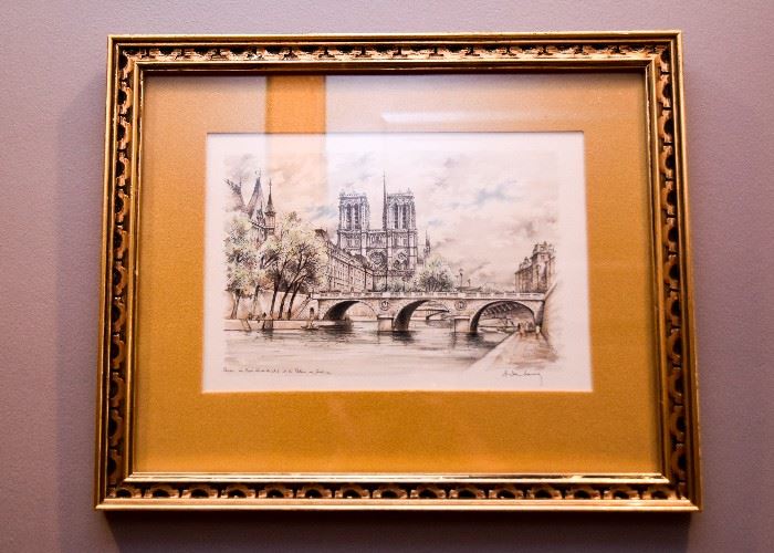 French Framed Artwork, Signed