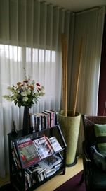 Books bookcases and very nice pot