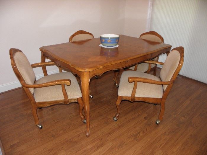 French dining table and four matching chairs
