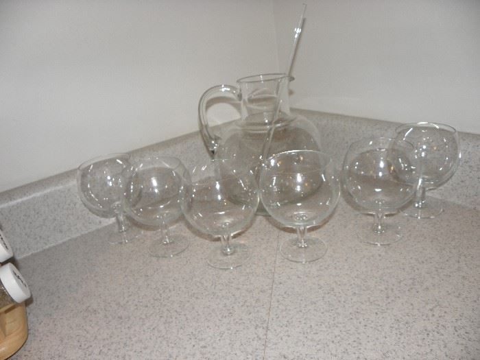 Brandy glass and pitcher set