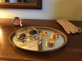 Vintage dresser tray and pill boxes