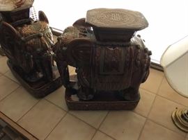 TWO Elephant garden stools -also make great plant stands