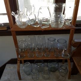 Vases....many and varied.  Slatted rack is for sale, too!