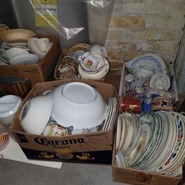 Project dishes....boxes of 'as-is' china for mosaic work on pots, patios, etc.