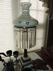 19th Century Astral / Sinumbra Lamp (converted) Retains original Cut to Clear Shade - large example