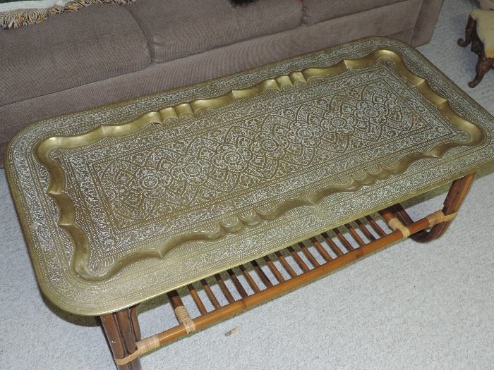 world traveler items .. including this vintage BRASS TRAY TABLE