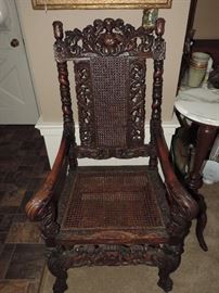 Highly Carved Wood Armchair 