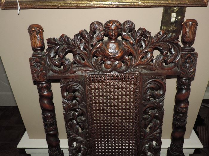 detail of carved armchair