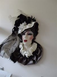 Claudia Cohen clay art mask Flapper Lady black & white