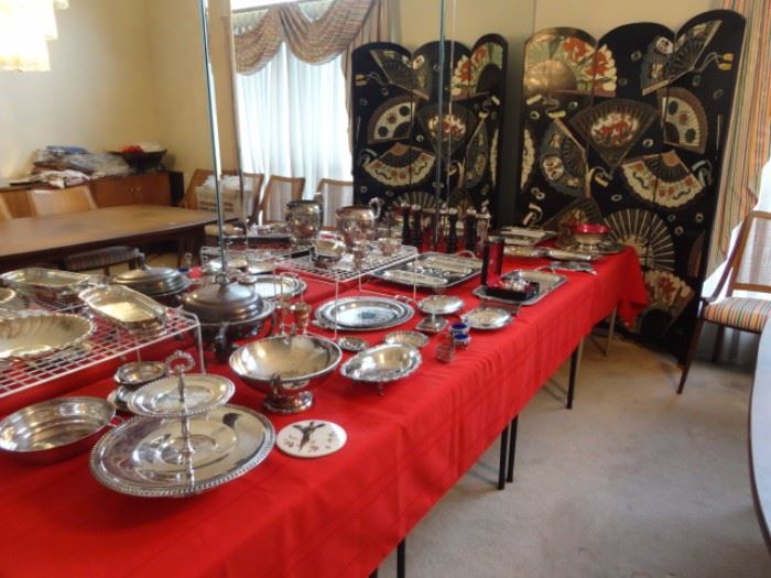 silver serving trays, platters and sets  Beautiful Fan Room divider 