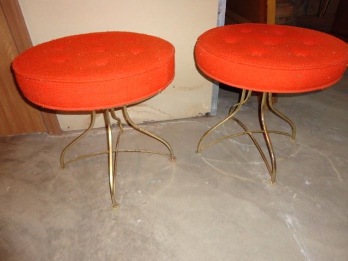 mid century brass vanity stools