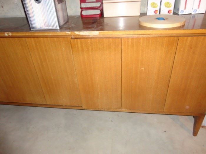Calvin console dresser with tri fold doors with drawers inside Mid-Century Modern