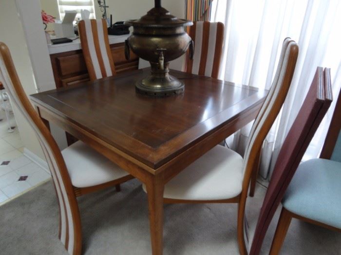 teak card table fold out with pads Benny Linden 3 legged high back designer chairs