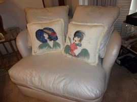 Bernhardt loveseat hand painted signed designer pillows