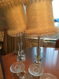 vintage boudier crystal lamps
