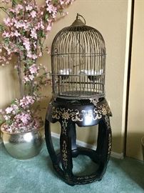 Chinoiserie Stool and Bird Cage