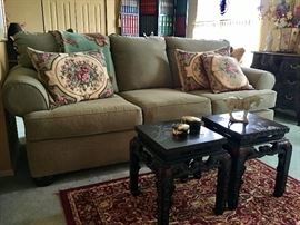 Sofa and Black Lacquer Tables