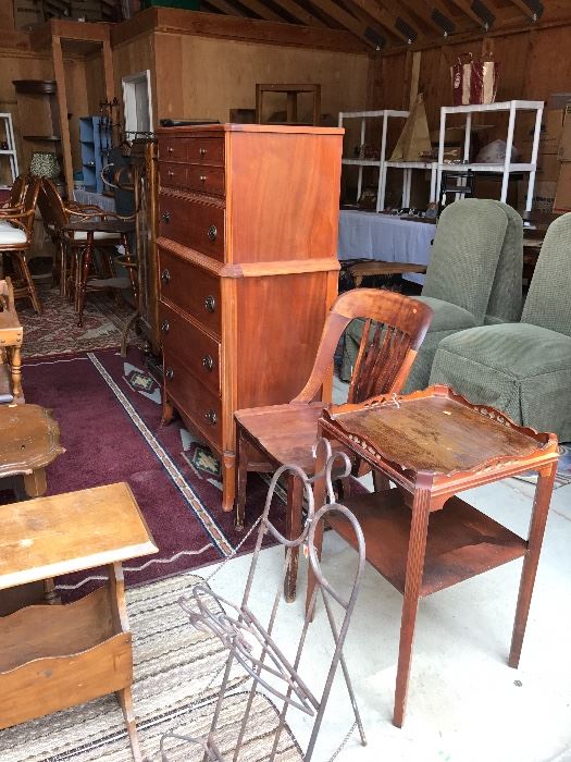  Miscellaneous wood tables and chairs 