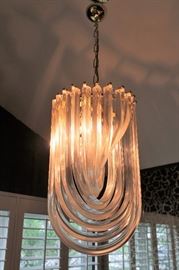 Elegant modernist Murano "Curve" crystal chandelier by Venini