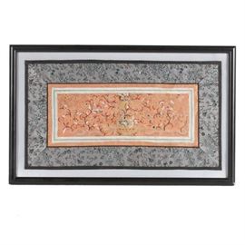 Antique Chinese Forbidden Stitch Embroidery Silk Panel