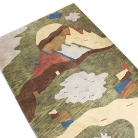 Hand Knotted Tibetan Pictorial Landscape Wool Rug