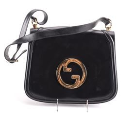 Vintage Gucci Black Leather Flap Shoulder Bag