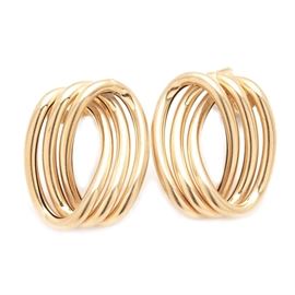 18K Yellow Gold Contemporary Freeform Drop Earrings