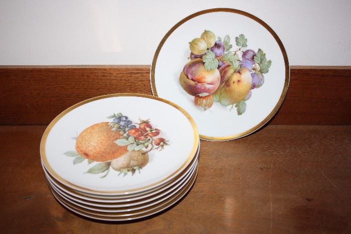 Lot of 8 Hand Painted German Salad Plates