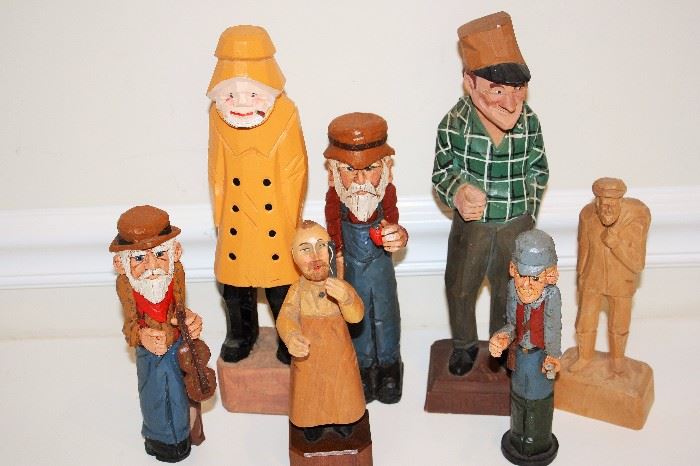 Lot of hand carved Statues some artist signed