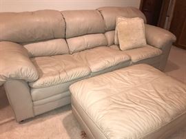 Leather sofa and ottoman