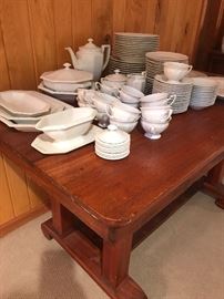 Rosenthal china set and antique library desk