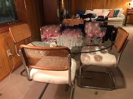 Glass top table and chairs set