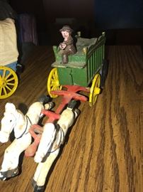 Cast iron wagon and horses