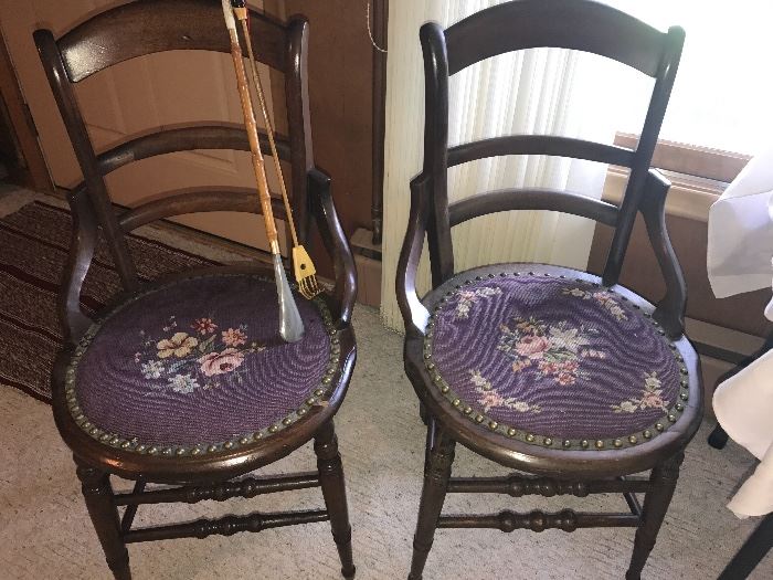 Pair of needle point chairs