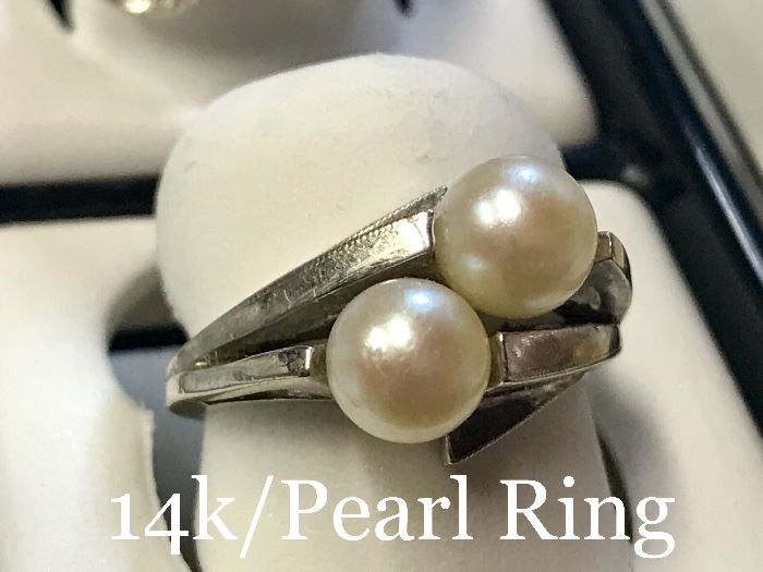 14k and Double Pearl Ring