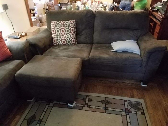 other brown couch and ottoman