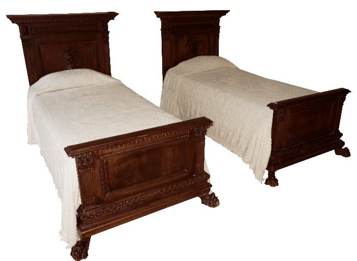Antique, Italian (Florence) twin beds, $890 pair
