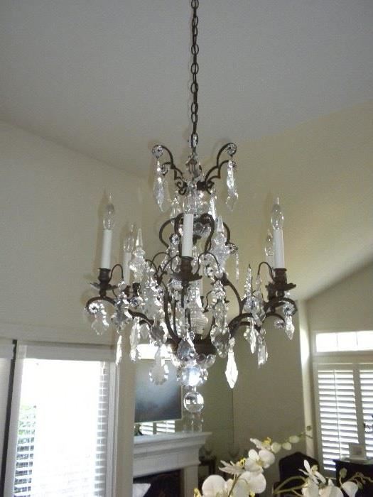 CRYSTAL AND IRON  CHANDELIER