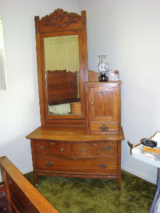 Antique dresser and mirror